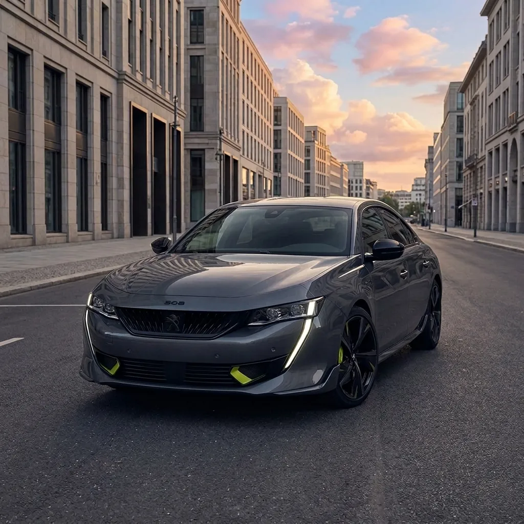 Premium Peugeot 508 on city road